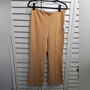 NWT Maeve Anthropologie M Stretch Mustard And Cream Checkered Pants